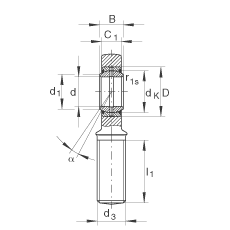 桿端軸承 GAR15-DO, 根據 DIN ISO 12 240-4 標準，帶右旋外螺紋，需維護