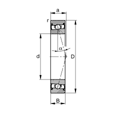 主軸軸承 HSS71914-C-T-P4S, 調節，成對安裝，接觸角 α = 15°，兩側唇密封，非接觸，加嚴公差