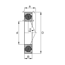 主軸軸承 HCB7219-E-T-P4S, 調節(jié)，成對或單元安裝，接觸角 α = 25°，陶瓷球，限制公差