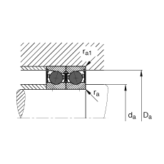 主軸軸承 HCB71910-E-2RSD-T-P4S, 調節，成對或單元安裝，接觸角 α = 25°，陶瓷球，兩側唇密封，非接觸，限制公差