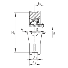 吊裝式軸承座單元 RTUEY30, 鑄鐵軸承座，內圈帶平頭螺釘的外球面球軸承，R密封