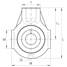 吊裝式軸承座單元 RHE25, 鑄鐵軸承座，帶偏心鎖圈的外球面球軸承，R 密封