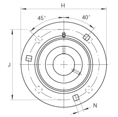 軸承座單元 GRA40, 帶三個/四個螺栓孔的法蘭的軸承座單元，沖壓鋼板，偏心鎖圈，P 型密封