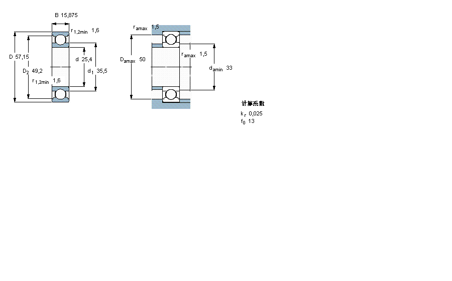 SKF 深溝球軸承, 單列, 無密封件,帶英制尺寸RLS8樣本圖片