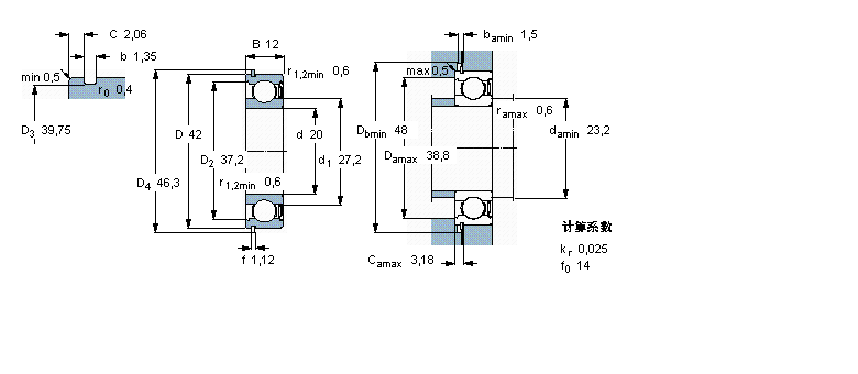 SKF 深溝球軸承, 單列，帶止動(dòng)環(huán)槽, 單面防塵罩6004-ZNR樣本圖片