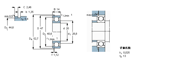 SKF 深溝球軸承, 單列，帶止動環槽, 無密封件6204N樣本圖片