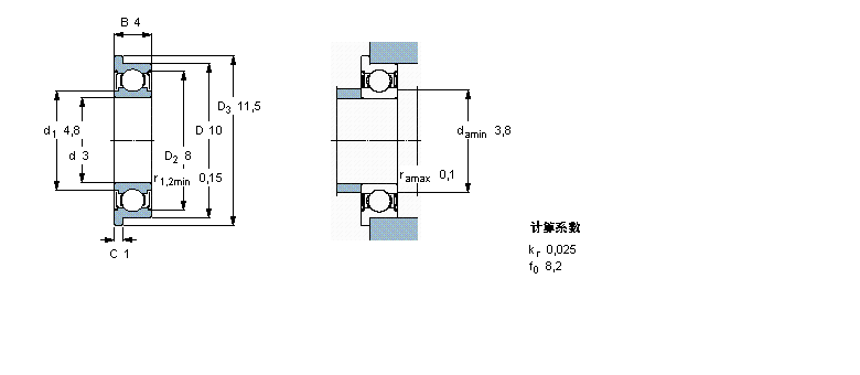 SKF 深溝球軸承, 單列，不銹鋼，帶法蘭, 兩面防塵罩W623-2ZR樣本圖片