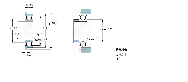 SKF 深溝球軸承, 單列，不銹鋼，帶法蘭, 無密封件W618/4R樣本圖片