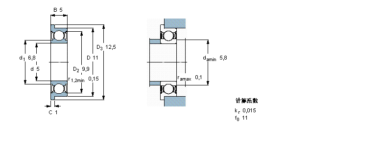 SKF 深溝球軸承, 單列，不銹鋼，帶法蘭, 兩面防塵罩W638/5-2ZR樣本圖片