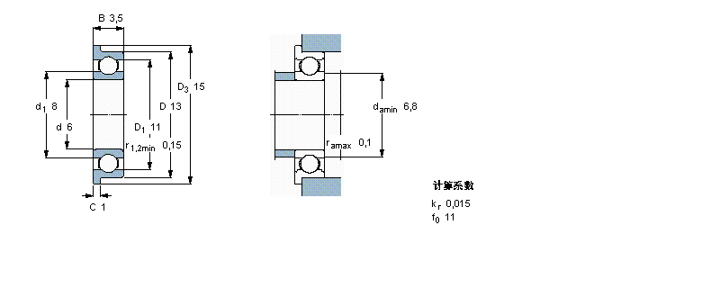 SKF 深溝球軸承, 單列，不銹鋼，帶法蘭, 無密封件W618/6R樣本圖片