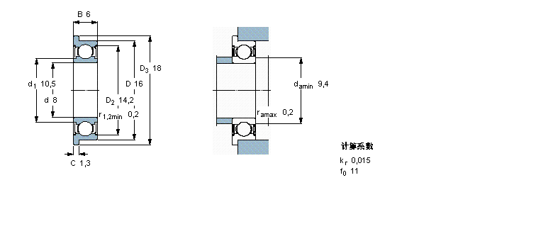 SKF 深溝球軸承, 單列，不銹鋼，帶法蘭, 兩面防塵罩W638/8-2ZR樣本圖片