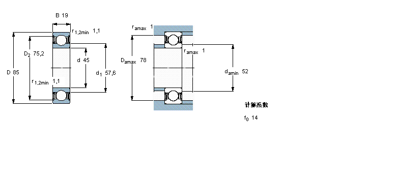 SKF 深溝球軸承, 單列陶瓷混合軸承, 低摩擦兩面密封件6209-2RZTN9/HC5C3WT樣本圖片