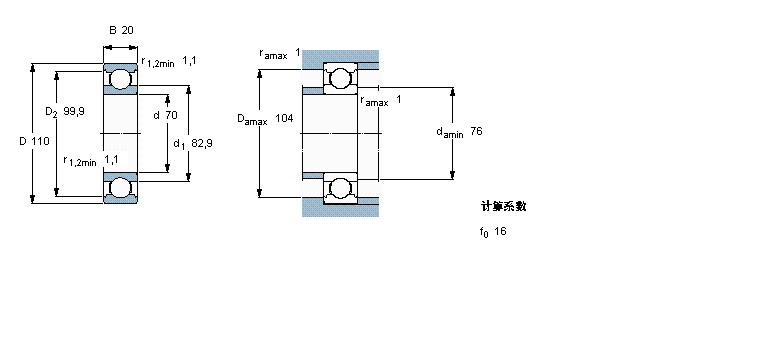 SKF 深溝球軸承, 單列陶瓷混合軸承, 無密封件6014/HC5C3樣本圖片
