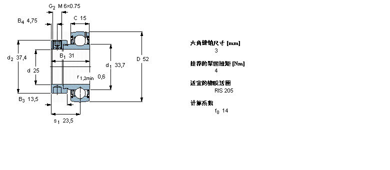 SKF Y-軸承, 帶偏心鎖定環的, YET 2YET205樣本圖片