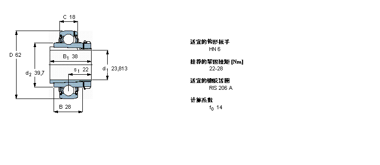 SKF Y-軸承, 緊定套上的YSA206-2FK樣本圖片