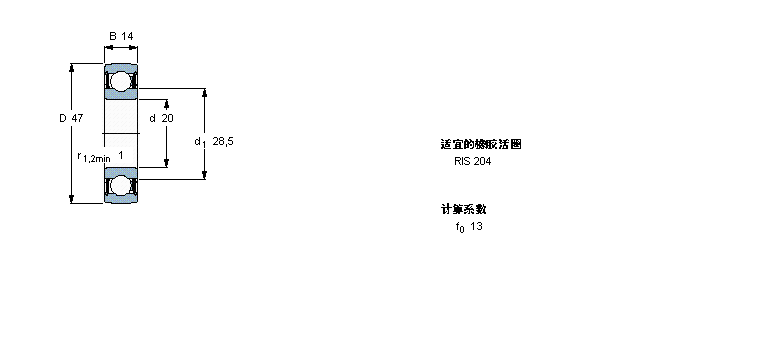 SKF Y-軸承, 帶標準內圈的1726204-2RS1樣本圖片