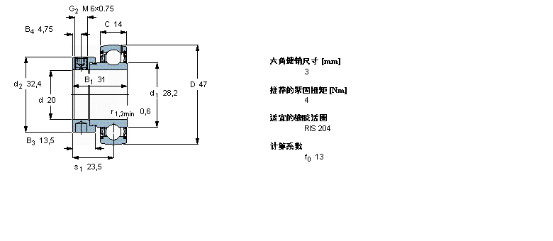 SKF Y-軸承, 含Solid OilYET204/W64樣本圖片