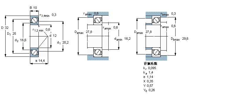 SKF 角接觸球軸承, 單列7201BECBP樣本圖片