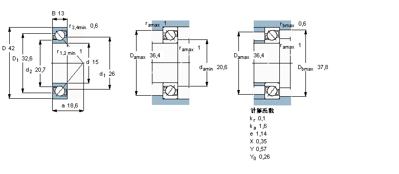 SKF 角接觸球軸承, 單列7302BECBP樣本圖片