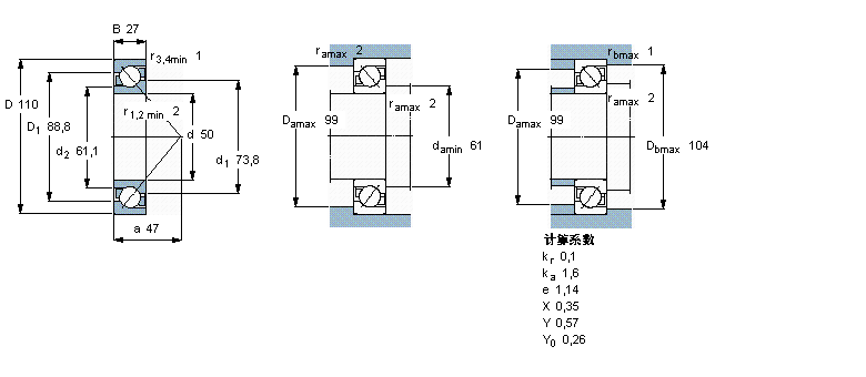 SKF 角接觸球軸承, 單列7310BEP樣本圖片