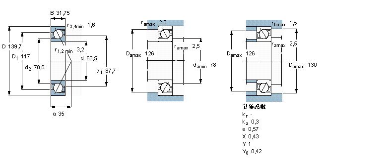 SKF 角接觸球軸承, 單列, 英制軸承AMS20ABP樣本圖片