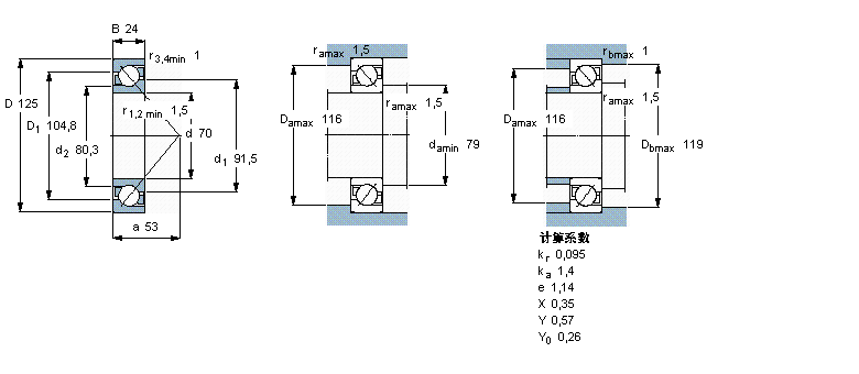SKF 角接觸球軸承, 單列7214BEGAM樣本圖片