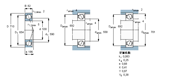 SKF 角接觸球軸承, 單列719/530ACM樣本圖片