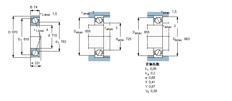 SKF 角接觸球軸承, 單列718/710ACMB樣本圖片