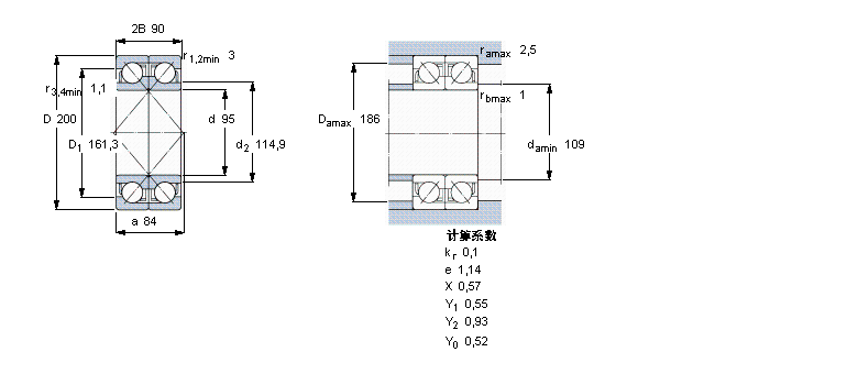 SKF 角接觸球軸承, 單列，用于配對安裝, 面對面配對2×7319BECBY樣本圖片