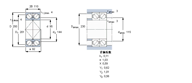 SKF 角接觸球軸承, 單列，用于配對安裝, 面對面配對2×7419CBM樣本圖片