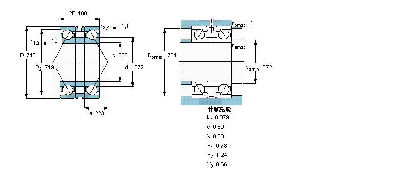 SKF 角接觸球軸承, 單列，用于配對安裝, 背對背配對BA2B311686樣本圖片
