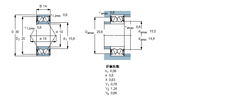 SKF 角接觸球軸承, 雙列, 兩面密封件3200A-2RS1TN9/MT33樣本圖片