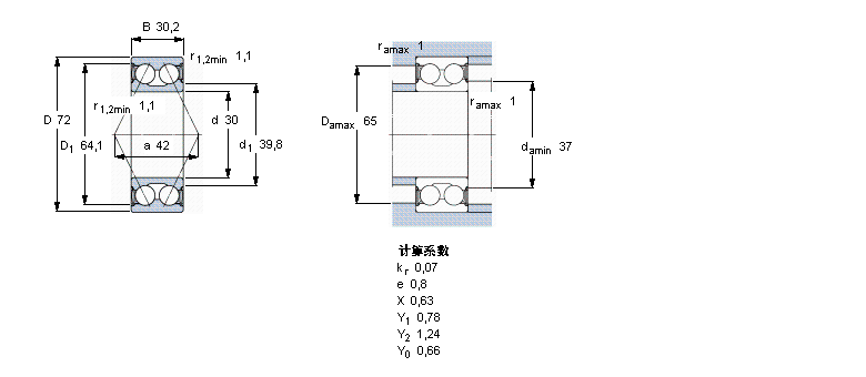 SKF 角接觸球軸承, 雙列, 兩面密封件5306A-2RS1樣本圖片