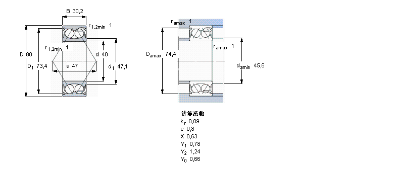 SKF 角接觸球軸承, 雙列, 兩面防塵罩5208E-2Z樣本圖片