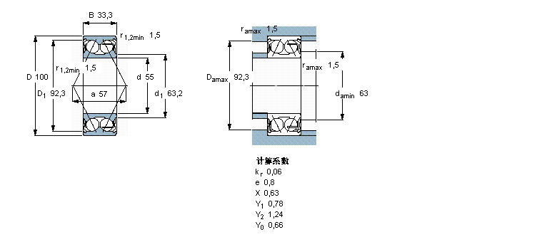 SKF 角接觸球軸承, 雙列, 兩面防塵罩3211A-2Z/MT33樣本圖片