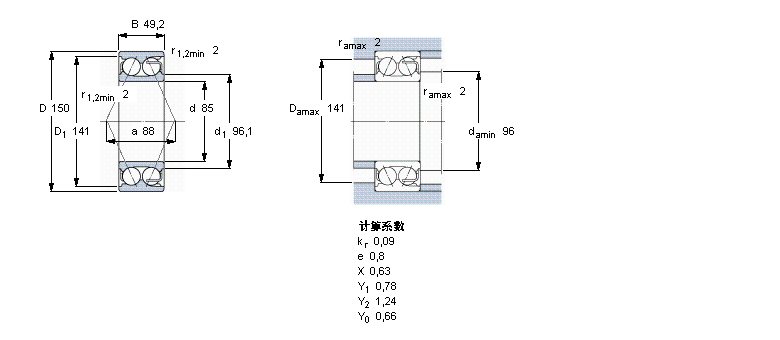 SKF 角接觸球軸承, 雙列, 無密封件5217E樣本圖片