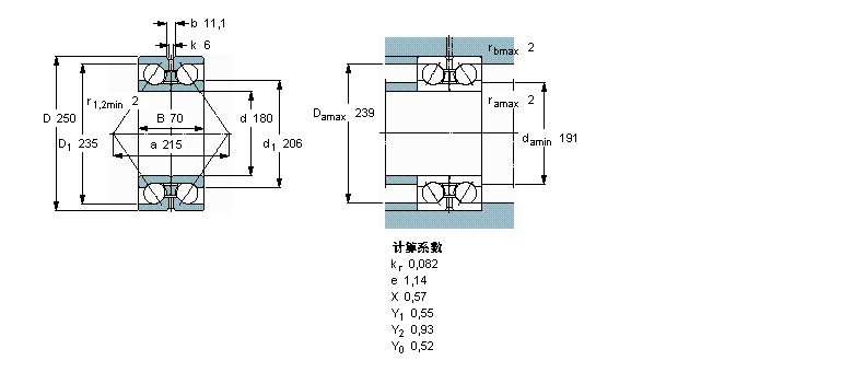 SKF 角接觸球軸承, 雙列, 無密封件, 兩部份內圈305288DA樣本圖片