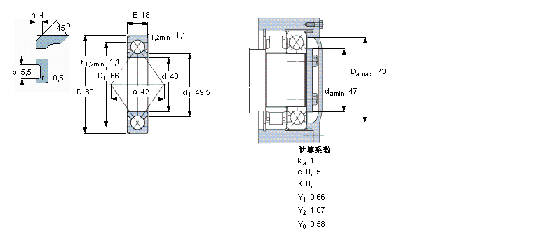 SKF 角接觸球軸承, 四點接觸球軸承QJ208N2MA樣本圖片