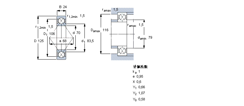 SKF 角接觸球軸承, 四點(diǎn)接觸球軸承QJ214MA樣本圖片