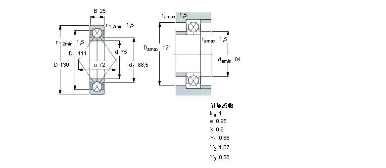 SKF 角接觸球軸承, 四點接觸球軸承QJ215MA樣本圖片