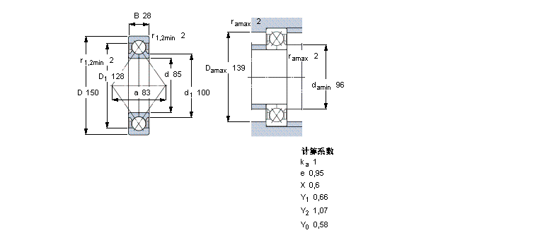 SKF 角接觸球軸承, 四點接觸球軸承QJ217MA樣本圖片