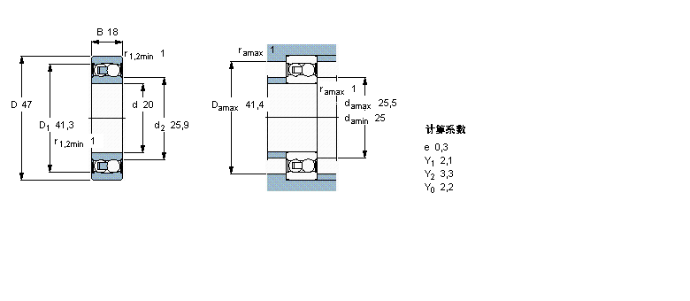 SKF 自調心球軸承, 圓柱孔和圓錐孔, 圓柱型內孔, 兩面密封件2204E-2RS1TN9樣本圖片