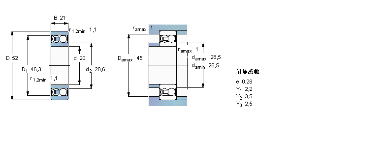 SKF 自調心球軸承, 圓柱孔和圓錐孔, 圓柱型內孔, 兩面密封件2304E-2RS1TN9樣本圖片