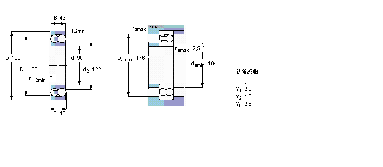 SKF 自調心球軸承, 圓柱孔和圓錐孔, 圓柱型內孔, 無密封件1318樣本圖片