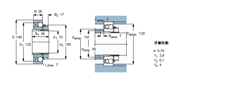 SKF 自調心球軸承, 帶緊定套, 無密封件1216K+H216樣本圖片