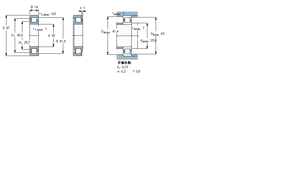 SKF 圓柱滾子軸承, 單列, NF 設計NF204ECP樣本圖片