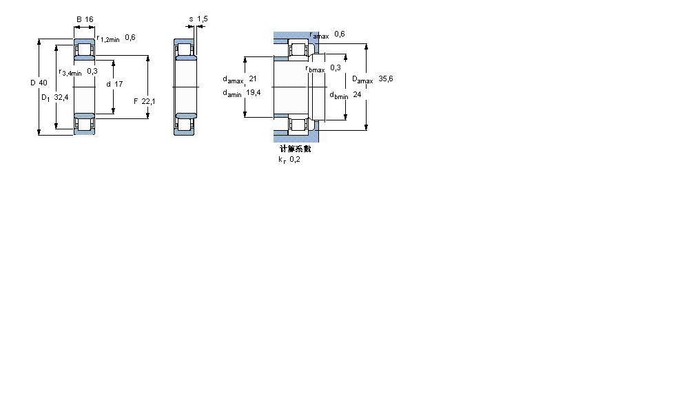 SKF 圓柱滾子軸承, 單列, NU 設(shè)計(jì)NU2203ECP樣本圖片
