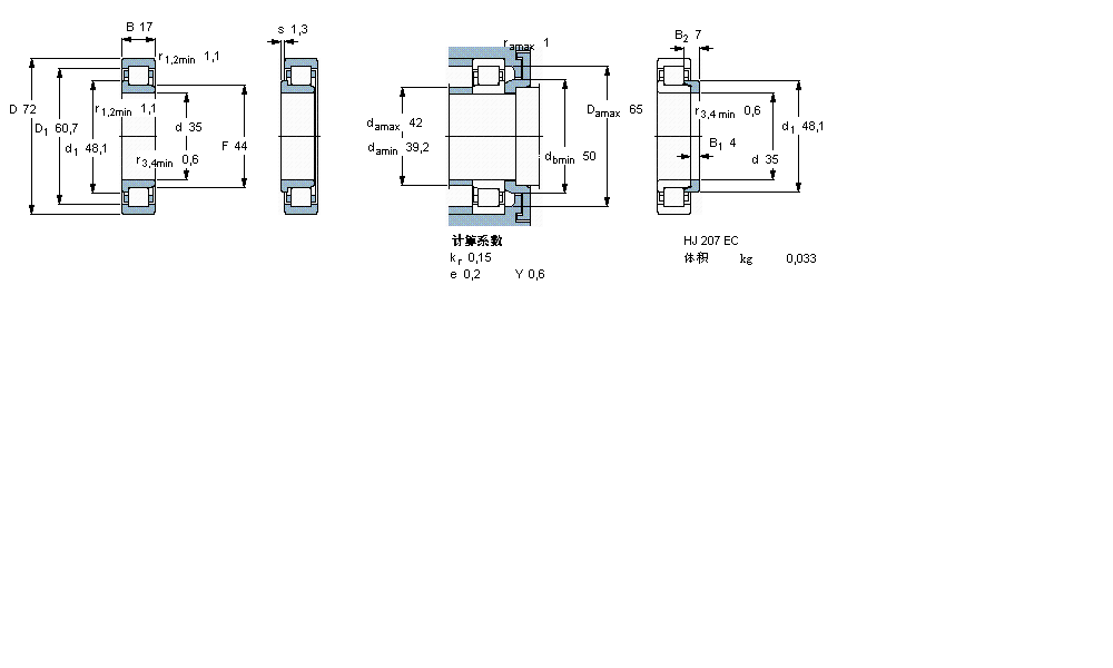 SKF 圓柱滾子軸承, 單列, NJ 設計NJ207ECM樣本圖片