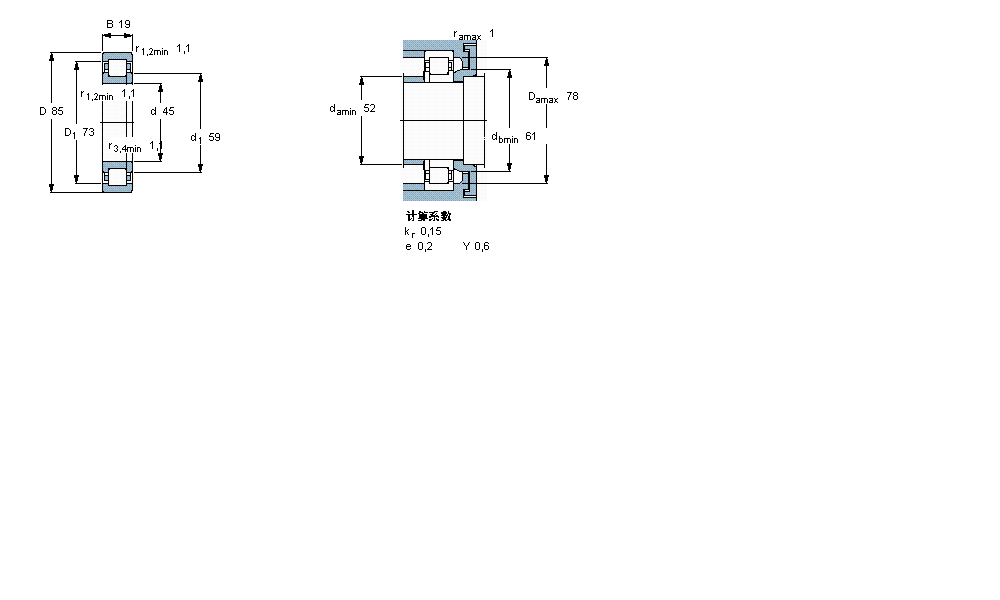 SKF 圓柱滾子軸承, 單列, NUP 設計NUPJ209ECP樣本圖片