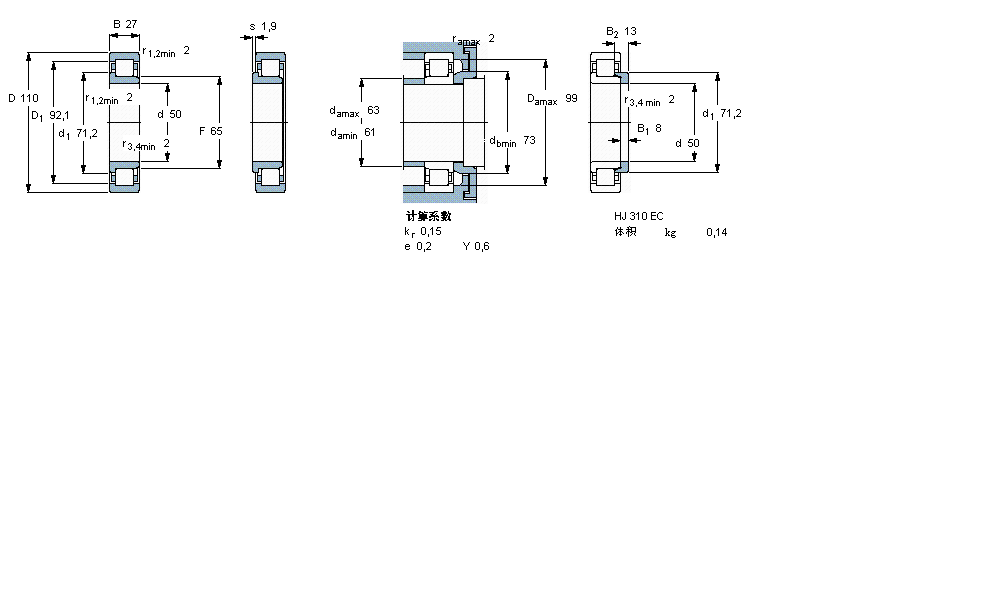 SKF 圓柱滾子軸承, 單列, NJ 設計NJ310ECP樣本圖片